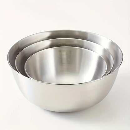 3pcs Stainless Steel Mixing Bowl, Salad Bowl - Very suitable for salads, noodles, cooking and baking, food storage, easy to stack and store, kitchen supplies