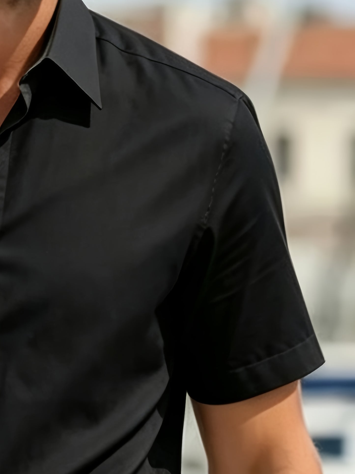Men's Casual Lapel Short Sleeve Shirt & Elastic Waist Trousers Set
