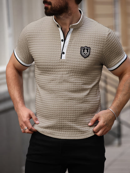 Men's Lightweight Moisture-Wicking Short Sleeve Shirt - Breathable Stretch Fabric, Henley Neck Casual Button-Up for Gym, Summer Outings & Parties (White) - ayq