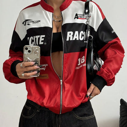 Women'S Elegant Streetwear Jacket - & Color Block Coat with Stand Collar, Loose Fit Long Sleeve Outerwear for Everyday & Formal Outfits - Spring/Fall, Spring Outerwear, Spring Fashion, Stylish Coat, Trendy Coat, Fashion Lover