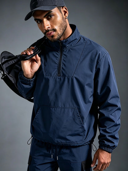 Men's Windproof Nylon Athletic Tracksuit Set with Cargo Pants
