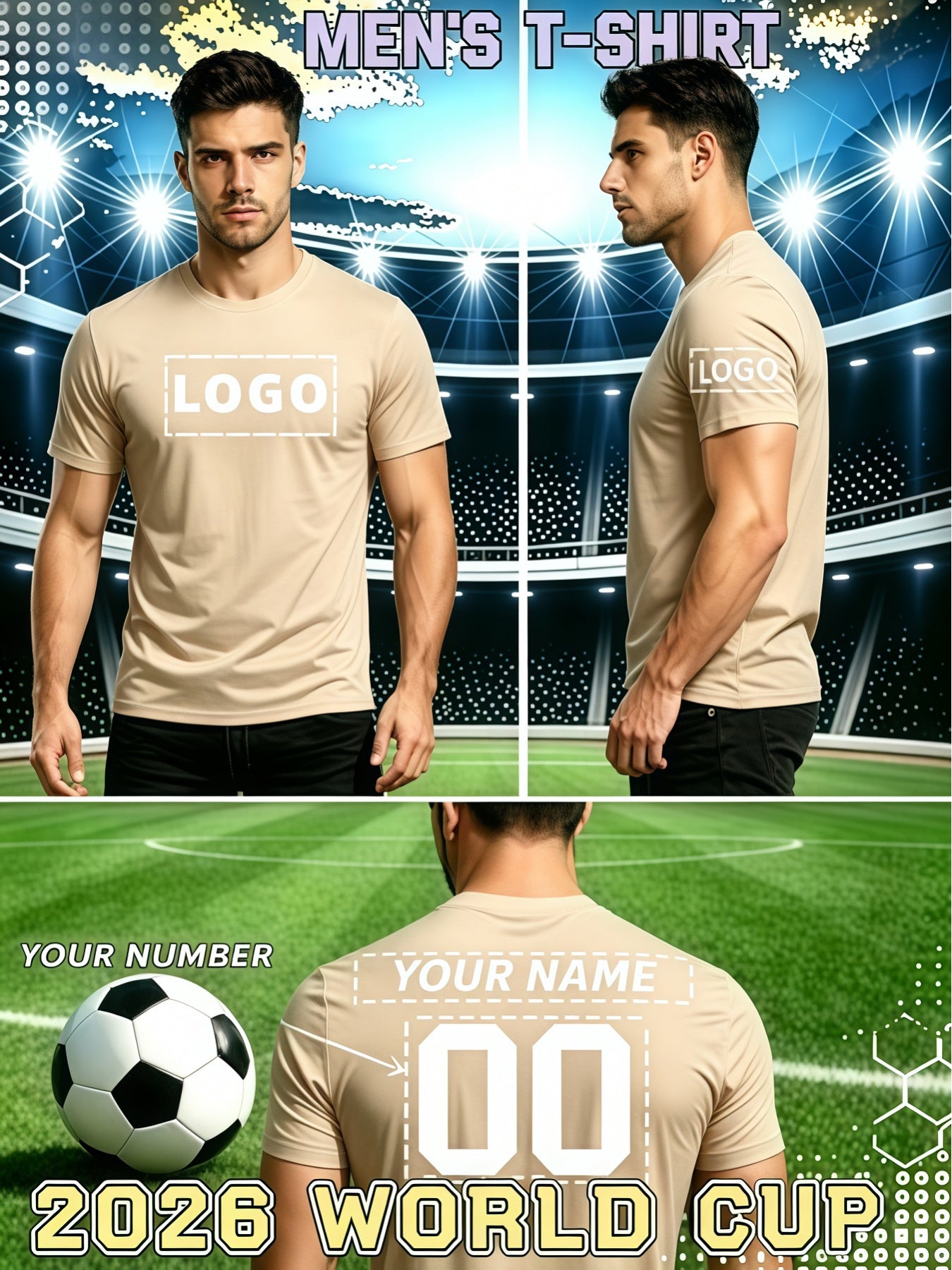 Men's Custom Football Jersey - Breathable Quick-Dry Polyester