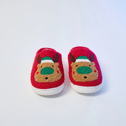 Mrs Hui Men's & Women's Plush Flocked Reindeer Slippers - Cozy Winter Indoor/Outdoor Christmas House with Antlers, Soft Warm & TPR Sole, Unisex -Like Footwear for Holiday Parties, Slippers For Women, House Slippers For Women,