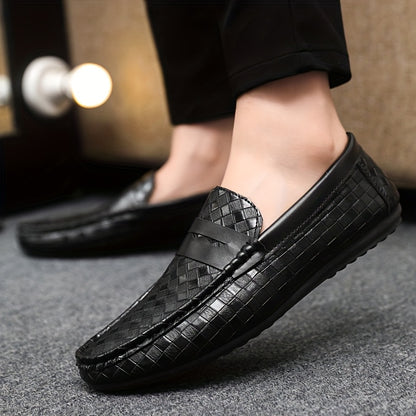 Men'S British Style Loafers - Comfortable Slip-On Moccasins with Round Toe, Faux Cover Upper & PVC Sole, Perfect for Casual Wear, Parties, and Weddings, Wedding Shoes - ayq
