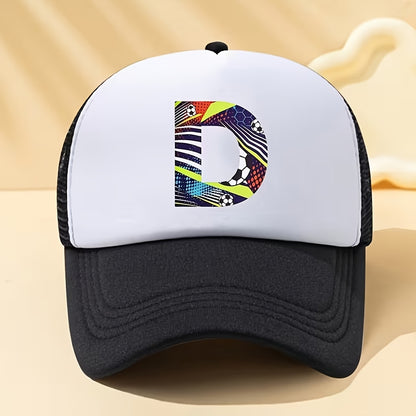 Boys' Breathable Soccer Alphabet Mesh Baseball Cap - Summer Style