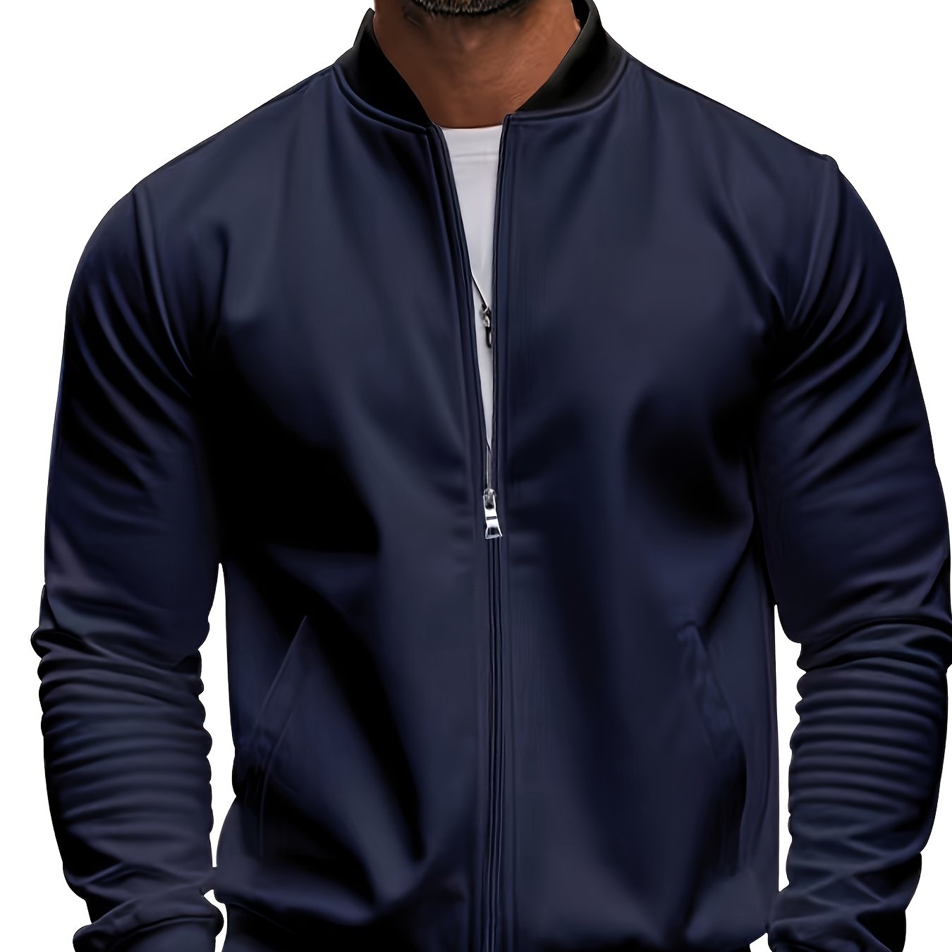 Men's Lightweight Stand Collar Jacket - Olive Green Softshell Zipper Jacket with Pockets, Regular Fit for Spring/Fall Hiking & Casual Outdoor Wear, Hiking Accessories