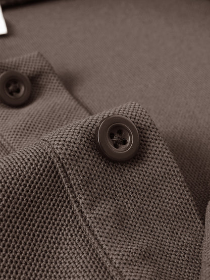 Men's Long Sleeve Polo Shirt with Mountain Peak Pattern