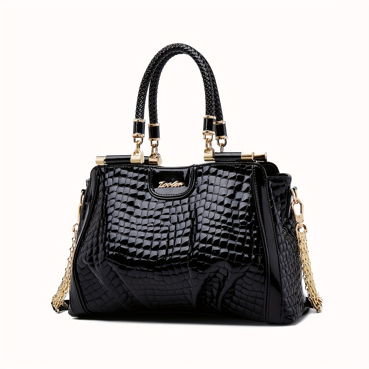 Elegant Women's Genuine Leather Tote Bag with Detachable Strap
