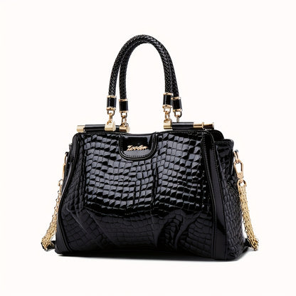 Elegant Women's Genuine Leather Tote Bag with Detachable Strap