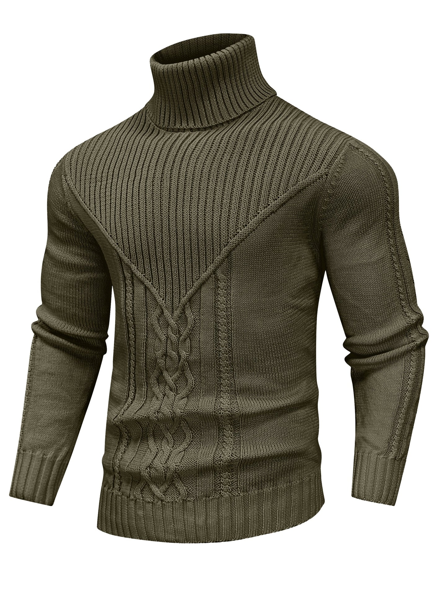 Men'S Casual Winter High Neck Turtleneck Sweater | Black Solid Color, Medium Stretch Fabric, Regular Fit, Hand Wash Only, Sleek Knitwear, Long Sleeve, Rib-Knit Detail