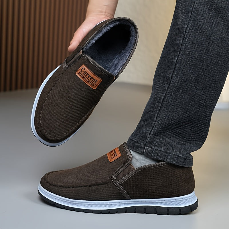 2024 Winter New Men's Boots, Comfortable Casual Versatile Slip-On -Lined Boots, Non-Slip Wear-Resistant Dad Shoes