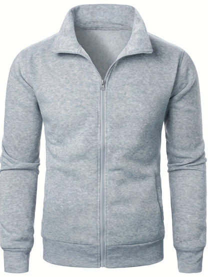 Men'S Heavyweight Thermal Zip-Up Sweatshirt - Thick Winter Pullover with Stand-Up Collar, Full-Zip Front Closure & Side Pockets - Cold Weather Outerwear for Everyday & Formal Wear - Black (Non-Bulky Warmth), Winter Sweater, C