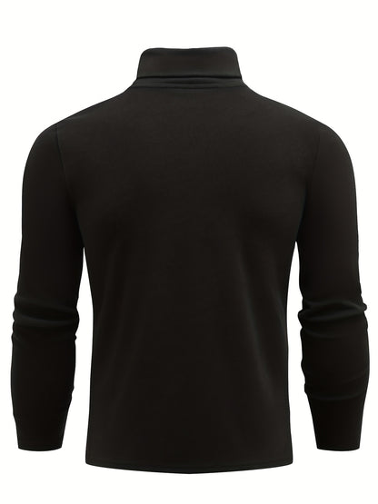 Casual Solid Men's Autumn And Winter Turtleneck Long-sleeved Fit T-shirt