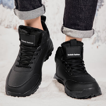 Տղամարդկանց ձմեռային բարձրակրունկ կոշիկներ - վերևի մասը, փափուկ ծածկույթ և փափուկ ներբան, չսահող MD ներբան, շագանակագույն/սև արշավային կոշիկներ ձյան, սառույցի և ցուրտ եղանակի համար - թեթև և դիմացկուն ամենօրյա ձմեռային կոշիկներ արշավների համար