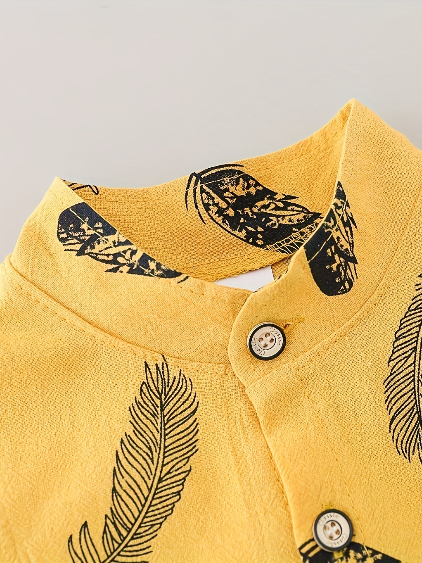 Toddler Summer Cotton Feather Print Shirt & Shorts Set