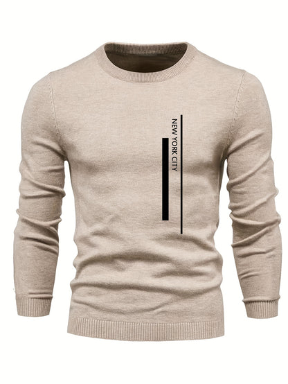 2023 New Cross-border Autumn and Winter Men's Round Neck Random Print Round Neck Knitted Sweater