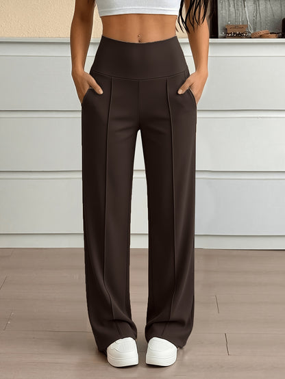 Women’s High-Waist Wide-Leg Stretch Trousers for Spring/Fall