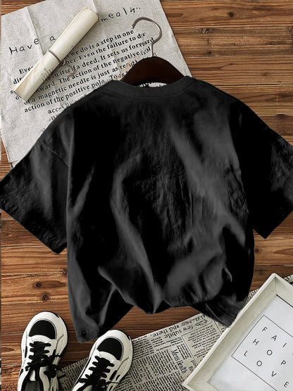 Women's Casual Loose Cotton T-Shirt with Love Lettering Print