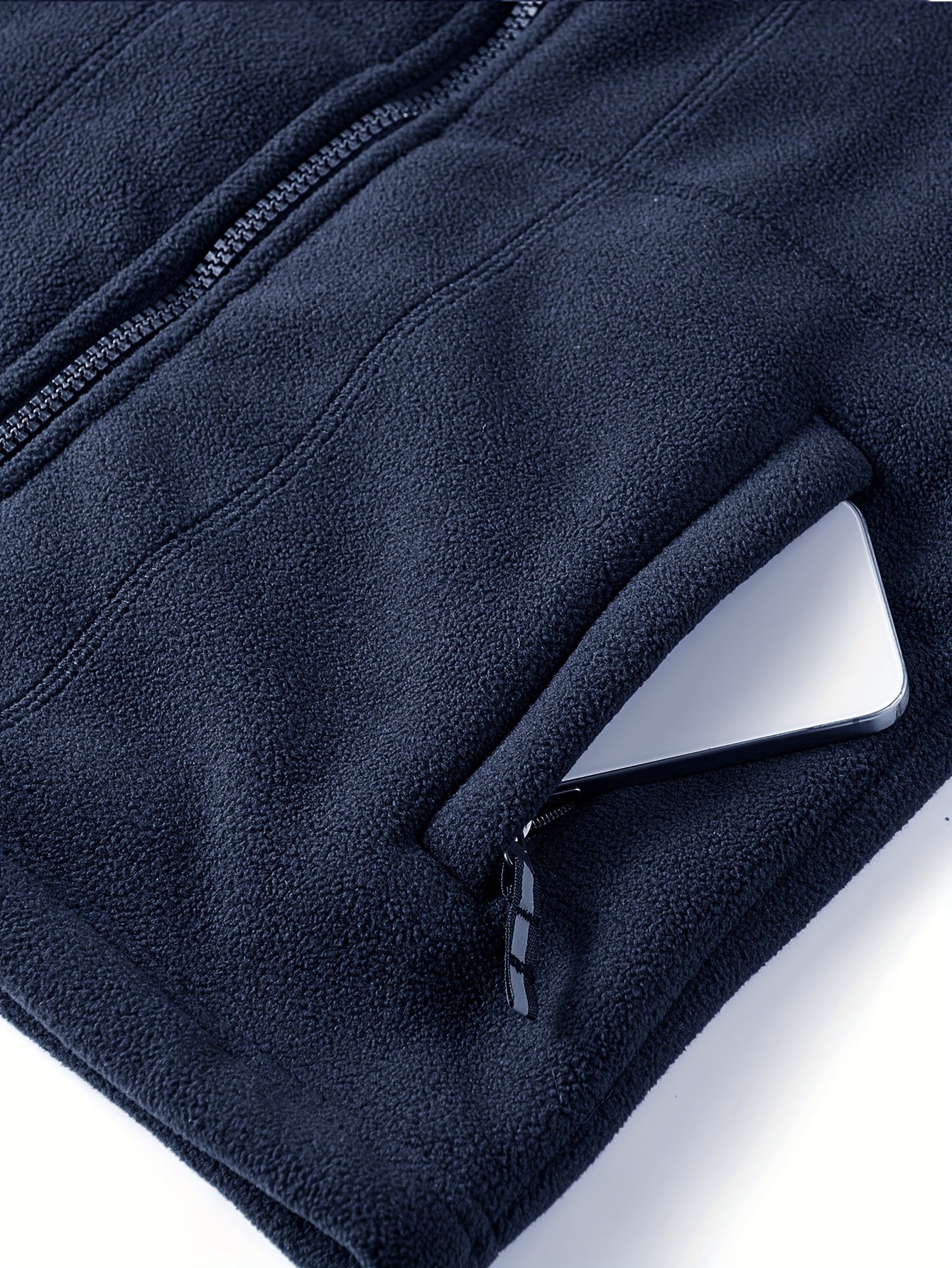 Men's Warm Stand Collar Cardigan Jacket, Honeycomb Heat-Retaining Graphite Lining, Thermal Insulation, Warmer Upper Body, Quality Men's Wear, Warm Lining, Carbon Fiber Technology - Full-Zip Winter Coat, Full-Length Zipper, Ma