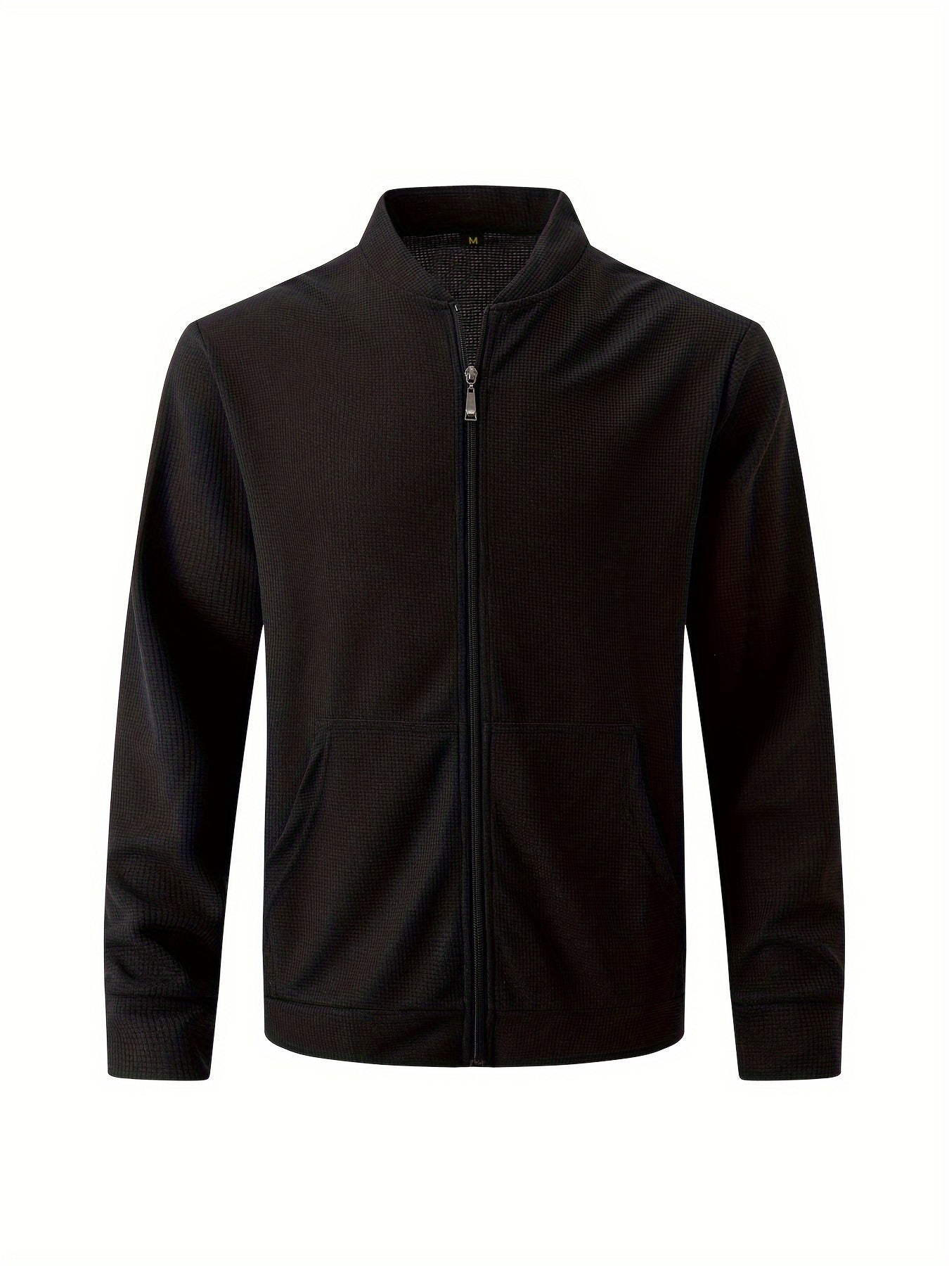 Men's Lightweight Jacket with Stand-Up Collar - Zippered Front Closure, Regular Fit Casual Coat for Everyday & Formal Wear - Spring/Fall Outerwear in White/Neutral Tones - Easy Care Zipper Jacket