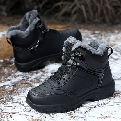 Men's Winter Snow Boots - with Plush Lining and Removable Insole - Slip-Resistant Tread, Suitable for Ice, Snow, Mud, Grass - Men's Casual and Formal Winter Shoes, Lace-Up Ankle Support - All-Terrain Grip - Men's Winter Boots