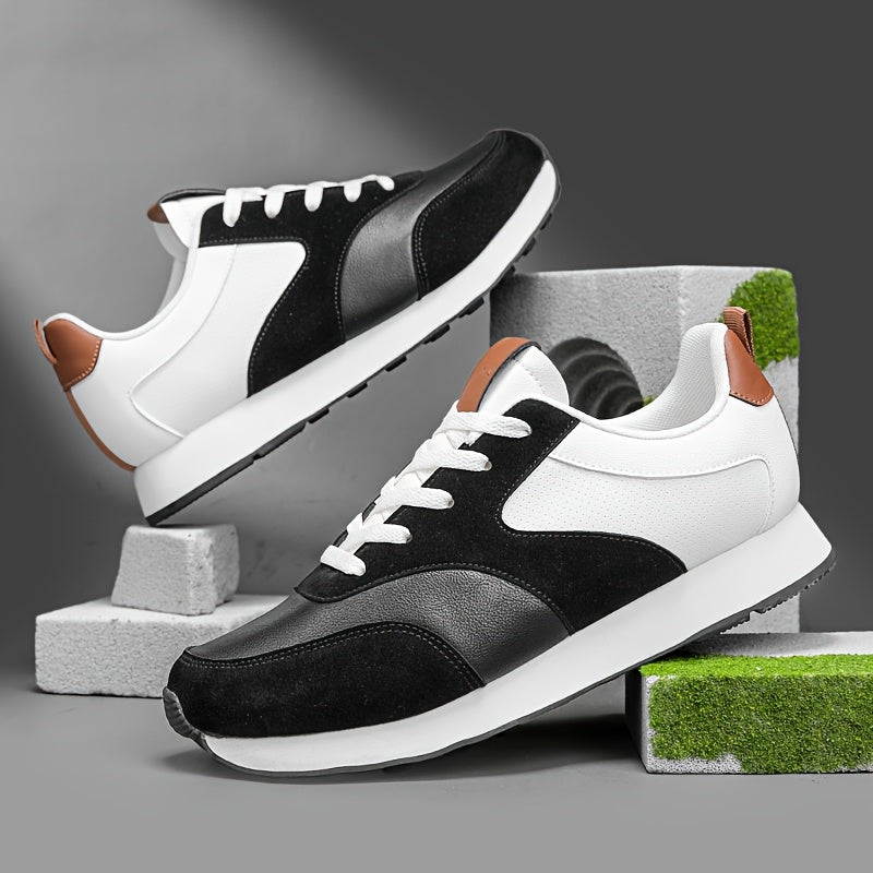 Men'S Casual Sneakers - Flat Lace-Up Shoes with Thick Sole for Height Increase - Breathable All-Season Running Shoes, Olive Green & White, Perfect for Outdoor Activities, Hiking, and Daily Wear, Hiking Footwear | Stylish Lace - ayq