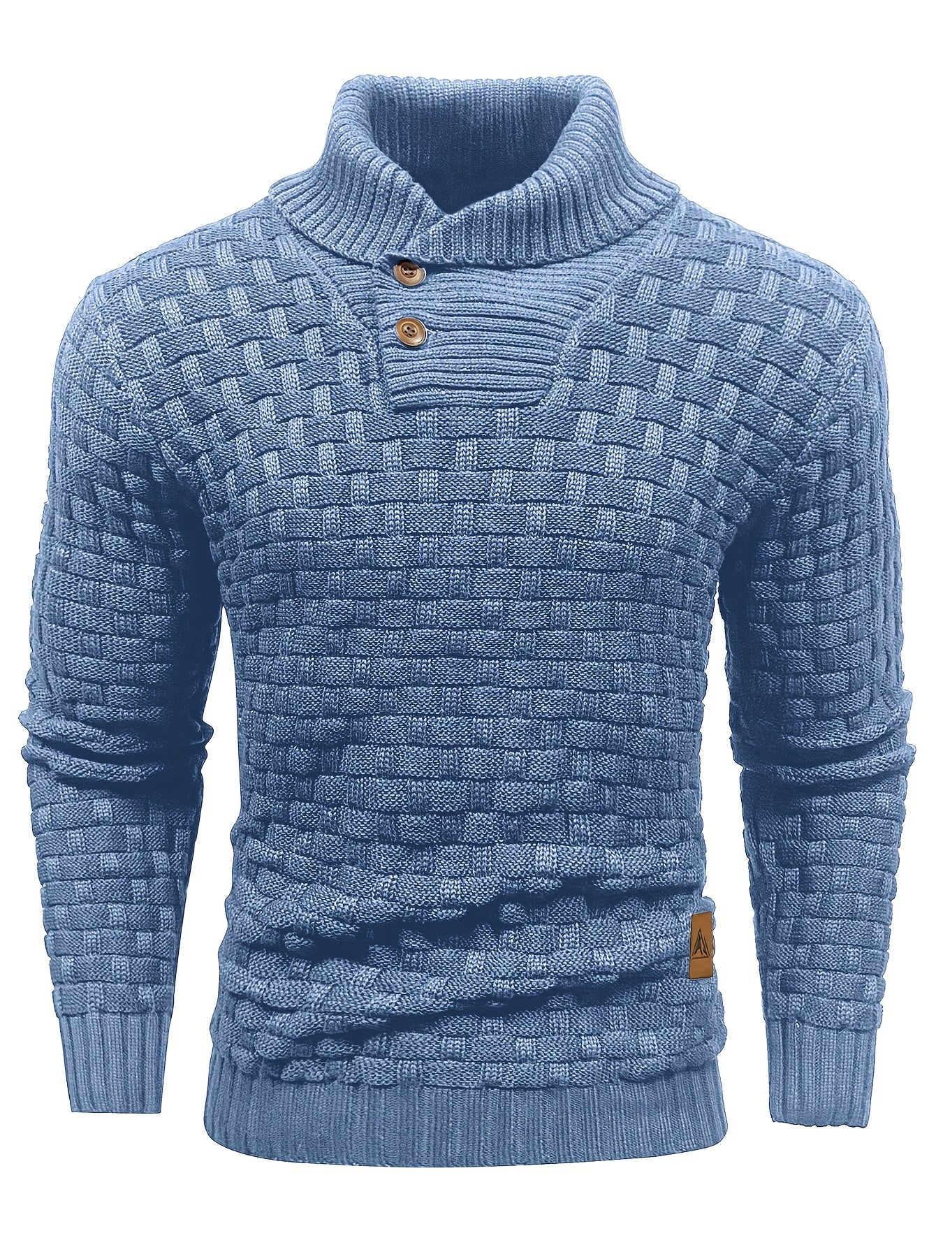 Men's Casual Waffle Pattern High Stretch Sweater, Chic Mature Pullover Sweater For Fall Winter