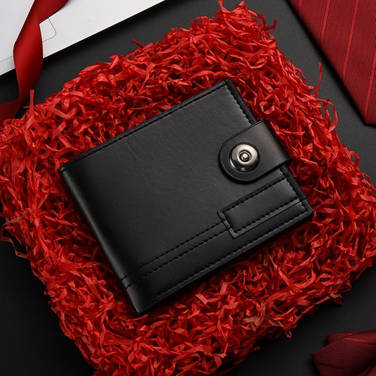 Men's & Unisex Compact Wallet with Snap & Clip Closure - PU Short Billfold, Cash/Credit Card Holder & ID for Travel, Everyday Carry - Minimalist Money Clip for -the- (No-Wash Care)