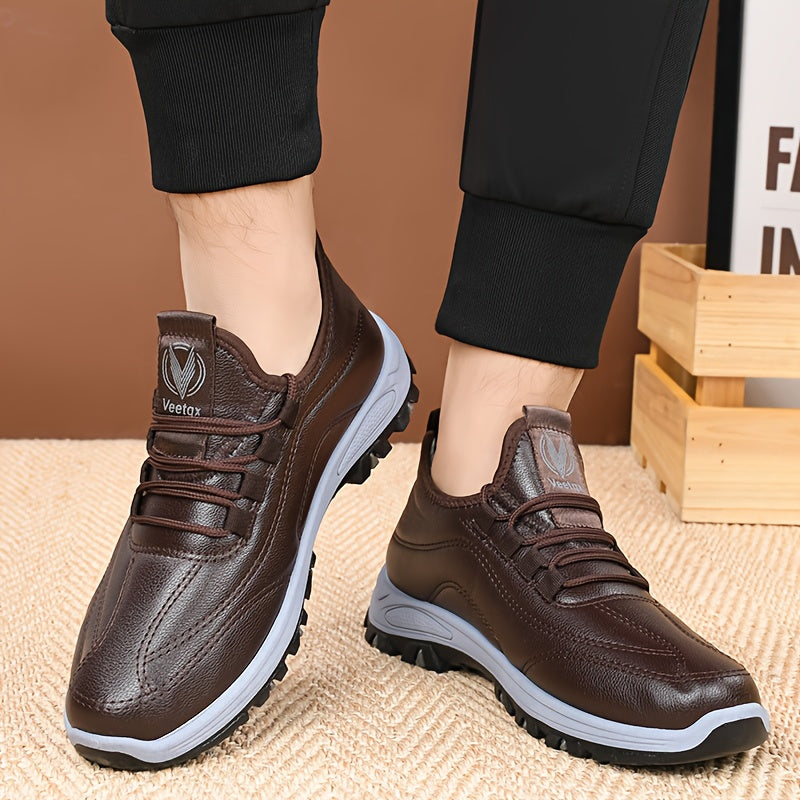 Men'S Winter Shoes - Lightweight Cold Weather Sneakers with Non-Slip Rubber Sole, Brown Formal & Casual Shoes for Dad, Everyday & Formal Events - Easy-Clean Synthetic Upper, Seasonal Footwear, Sleek Design, Comfortable Fit, L