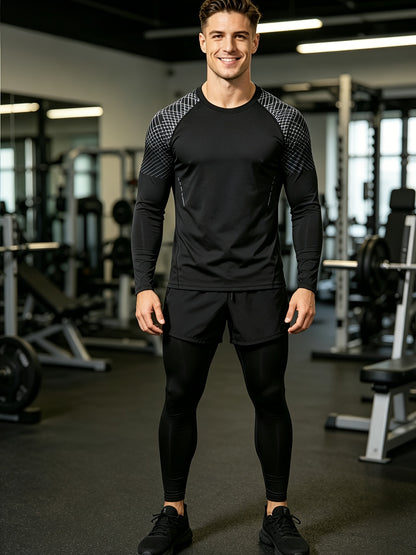 Men's Quick-Dry Swim Set with Long Sleeve Top & Shorts