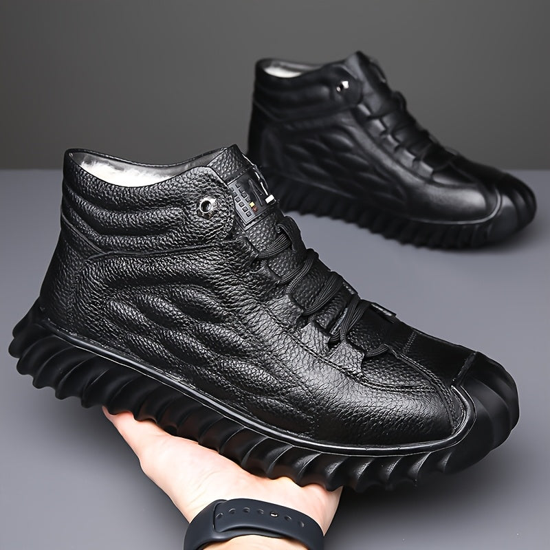 Men's Fleece-Lined Waterproof Ankle Boots for Winter Casual Wear