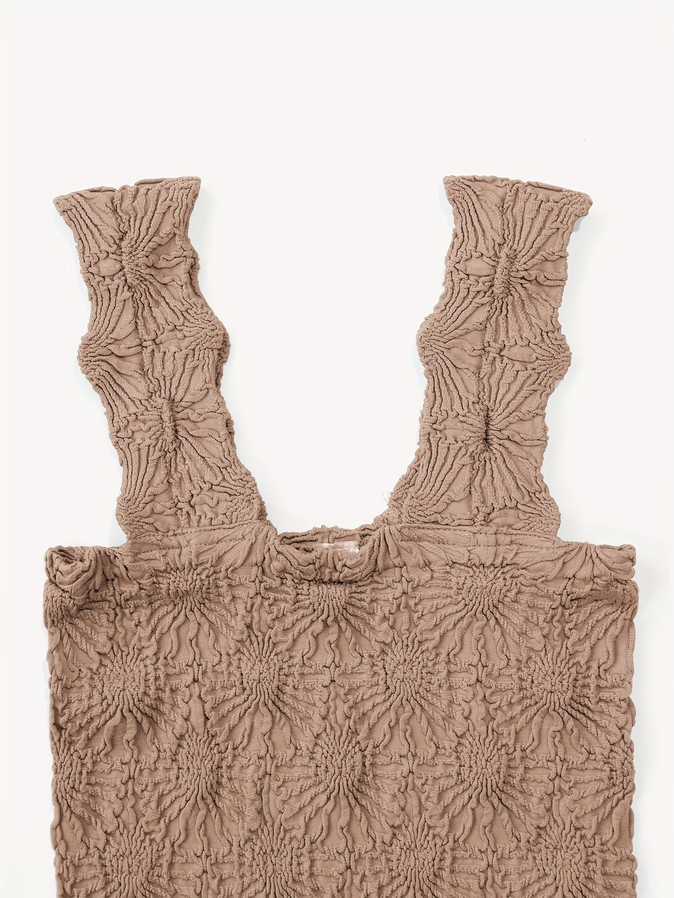 Women's Fashion Cami Tank Top With Jacquard Floral, Wide Shoulder Strap Square Neck Tank Top, Women's Activewear