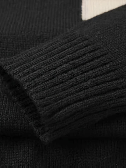 Men's Brown & Striped Sweater - Soft Round Neck Cable-Knit Winter Sweater with White Piping, Machine Washable Casual Pullover for Fall & Winter, Brown/Beige Horizontal Stripes, Ribbed Cuffs & Hem, Stylish Men's Sweater for Ev