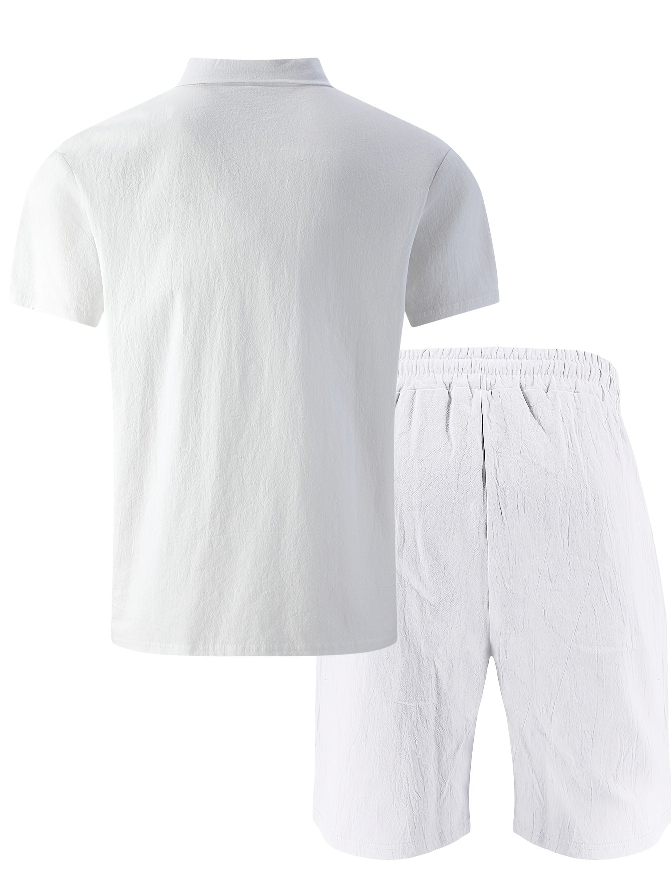 Men's Casual Linen Polo Shirt & Loose Shorts Set for Summer