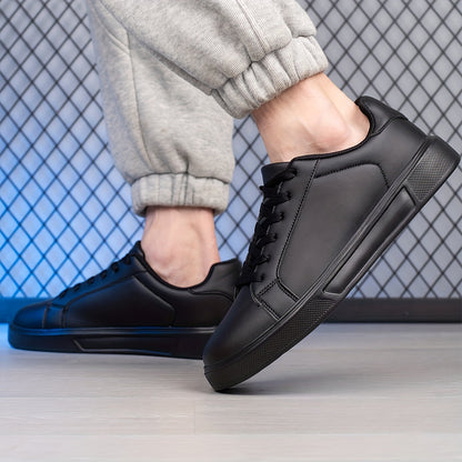 Men'S Casual Athletic Sneakers, Solid Color Low Top Lace-Up Skate Shoes with Round Toe, All-Season Fabric Inner & MD Sole, Universal Fit