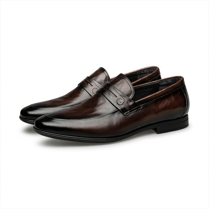Men's Genuine Leather Slip-On Dress Shoes Casual Minimalist Style