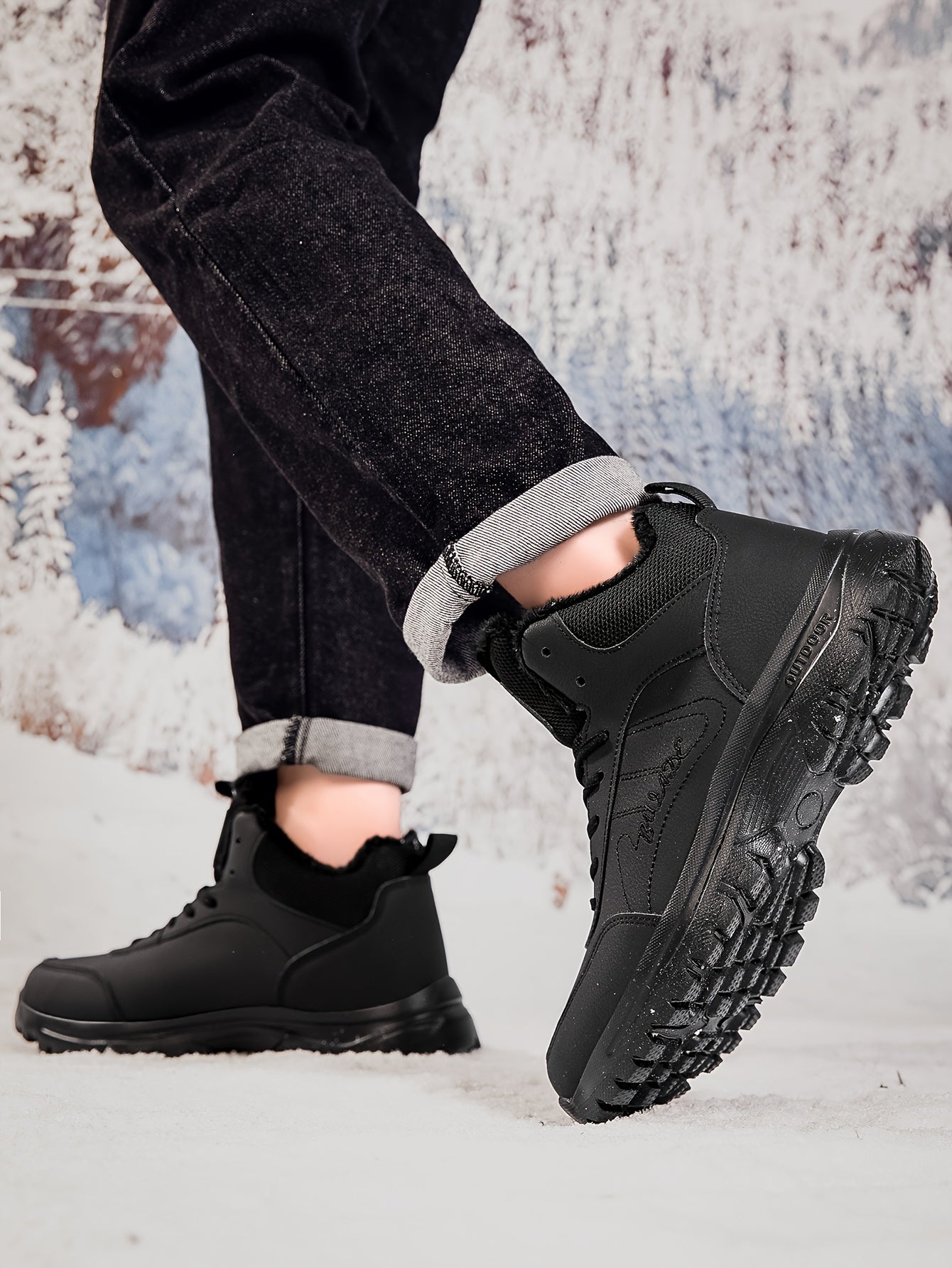 Տղամարդկանց ձմեռային բարձրակրունկ կոշիկներ - վերևի մասը, փափուկ ծածկույթ և փափուկ ներբան, չսահող MD ներբան, շագանակագույն/սև արշավային կոշիկներ ձյան, սառույցի և ցուրտ եղանակի համար - թեթև և դիմացկուն ամենօրյա ձմեռային կոշիկներ արշավների համար