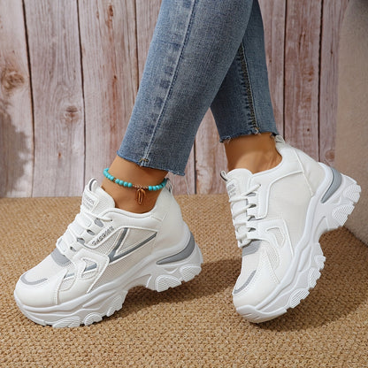 Women'S Fashion Sneakers 2024 - Breathable Mesh, All-Season Low Top Lace-Up Sports Shoes with Plain Toe, Man-Made Upper, Fabric Inner, Faux Sole, and Durable Insole