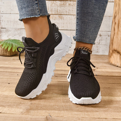 Կանացի առօրյա սպորտային կոշիկներ՝ շնչող գործվածքից վերնամասով, ռետինե ներբանով, ցածր գագաթով, պարզ մատով, բոլոր եղանակների հարմարավետ կոշիկներ, առօրյա հագուստ | Ժամանակակից առօրյա ոճ | Շնչող գործվածքից սպորտային կոշիկներ