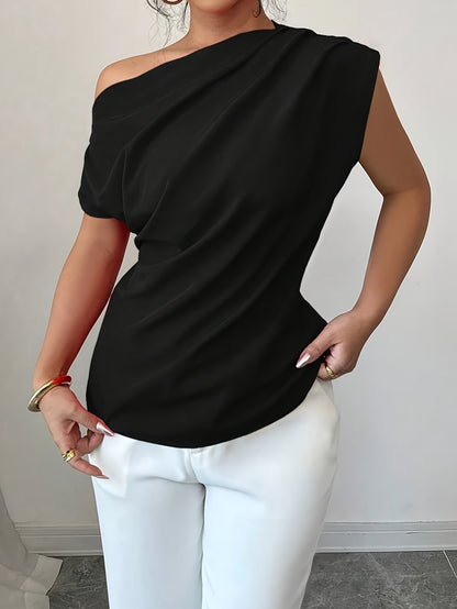 Elegant Off-Shoulder Asymmetrical Top for Spring and Fall