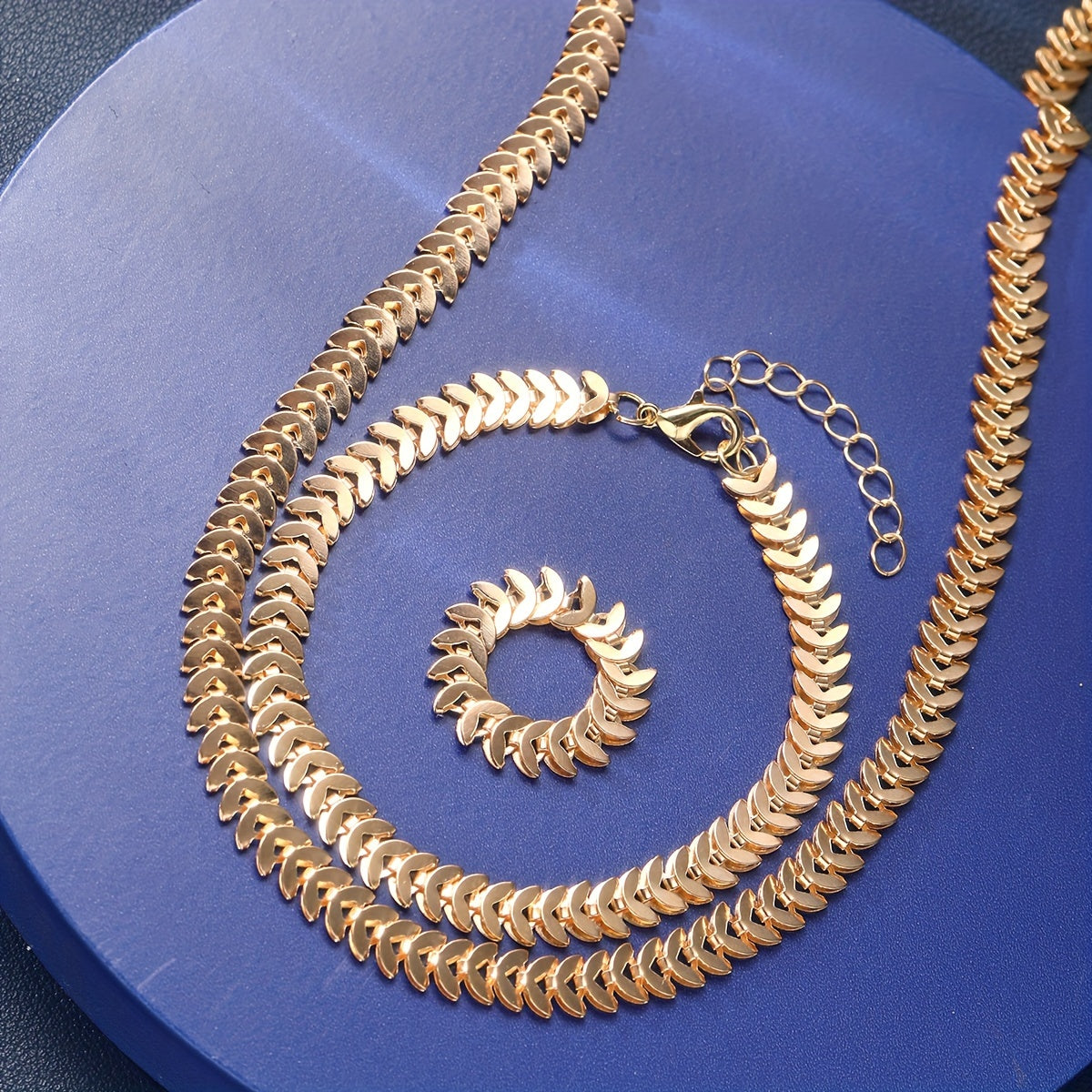 Hip-Hop Inspired Women's Jewelry Set - Necklace, Bracelet & Ring Combo for Casual Attire and Gifting, Spring Summer, 3pcs