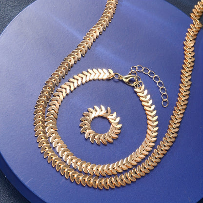 Hip-Hop Inspired Women's Jewelry Set - Necklace, Bracelet & Ring Combo for Casual Attire and Gifting, Spring Summer, 3pcs