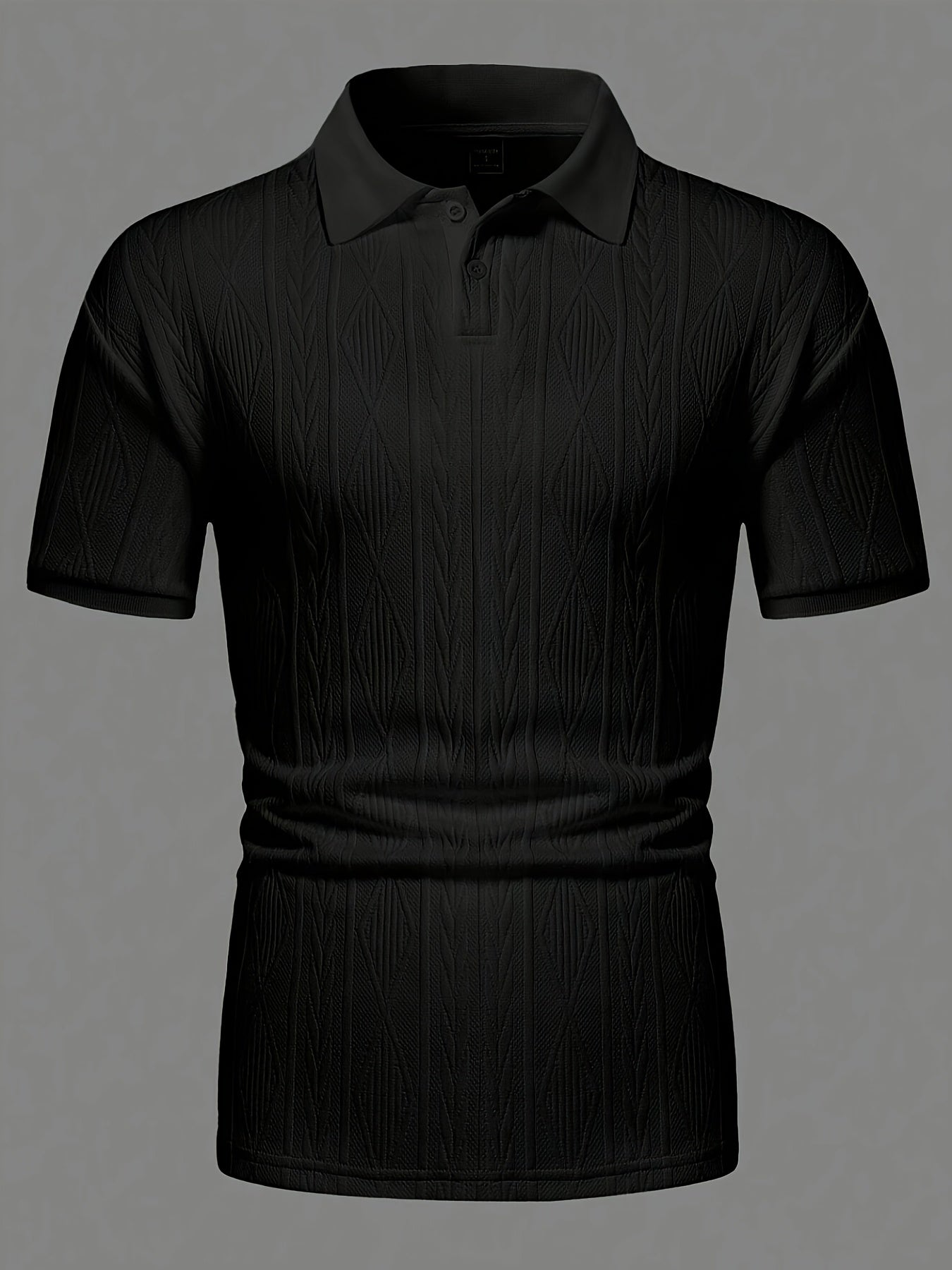 Men'S New Solid Color Top, Jacquard Design, Soft Fabric, Outdoor Casual Business Breathable Polo Shirt Golf Shirt, Suitable for Vacation and Business Occasions, Essential for Daily Leisure - ayq