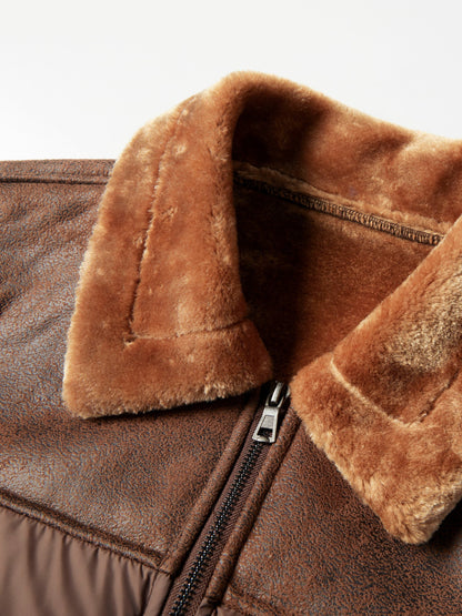 Տղամարդու առօրյա բաճկոն՝ արհեստական ​​մորթուց օձիքով, 100% պոլիեսթեր, միագույն, երկար թևքերով, կայծակաճարմանդով, սովորական չափսերով, գործվածքով, 60 գ/մ² աստառով արշավային բաճկոն