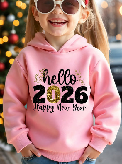 Աղջիկների 2026 թվականի Նոր Տարվա գլխարկով սվիտեր - Բարև 2026 Շնորհավոր Նոր Տարի գրությամբ, անանուխի կանաչ՝ ոսկեգույն փայլերով, հարմարավետ բրդյա սվիտեր Սուրբ Ծննդյան և Նոր տարվա համար, ձմեռային առօրյա հագուստ, Սուրբ Ծննդյան սվիտեր, տոնական հագուստ,