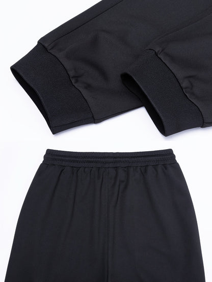 Men'S Pilot Jacket And Casual Pants Set for Spring And Autumn, Featuring a Stylish Ribbed Collar And Available in Three Solid Colors with Straight-Leg Trousers