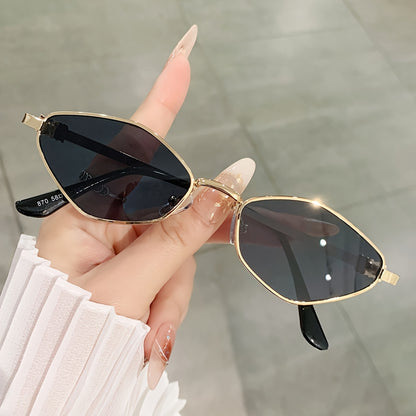 Unisex Small Metal Frame Cat Eye Glasses with Tinted Lenses