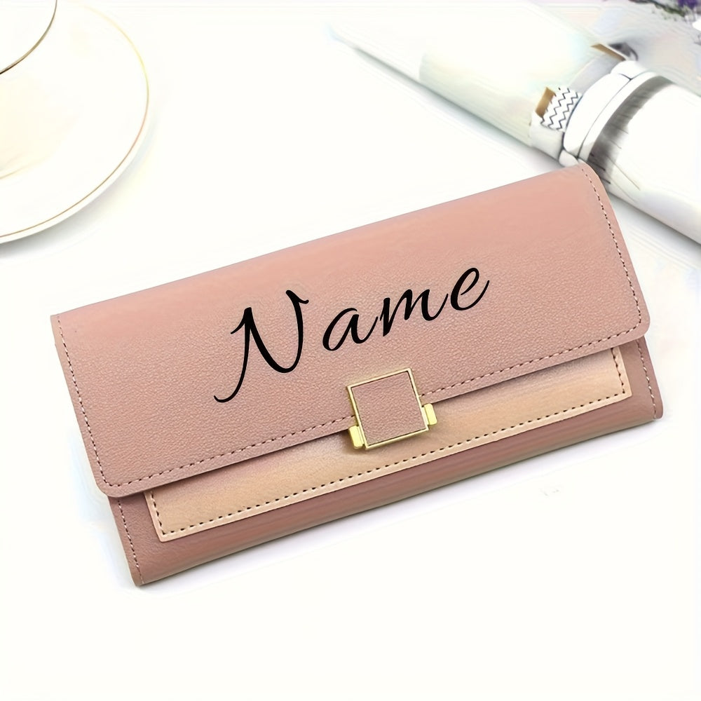 Custom Name Women's Wallet, Personalized Long Foldable Wallet with Contrasting Colors, Large Capacity Multi-Card Slot Wallet, Mother's Day Gift, Birthday Gift, Anniversary Gift, Bridesmaid Favor, Gift for Mom, Valentine's Day