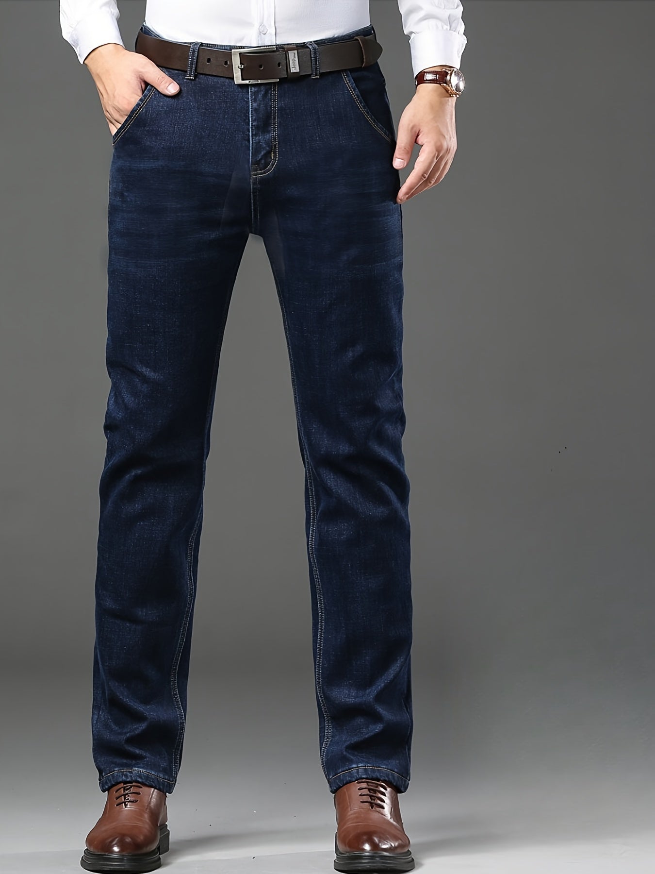High-quality Men's Denim Trousers, Business Style, Elastic Men's Pants, New Autumn/winter Fashion Trend - ayq