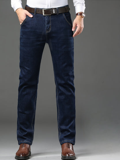 High-quality Men's Denim Trousers, Business Style, Elastic Men's Pants, New Autumn/winter Fashion Trend - ayq